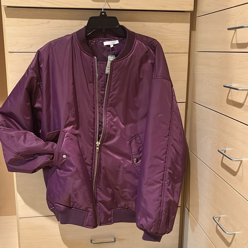 New - Satin bomber jacket, super stylish, puffy and warm.